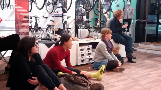Bella Velo women's cycle store winter cycling evening