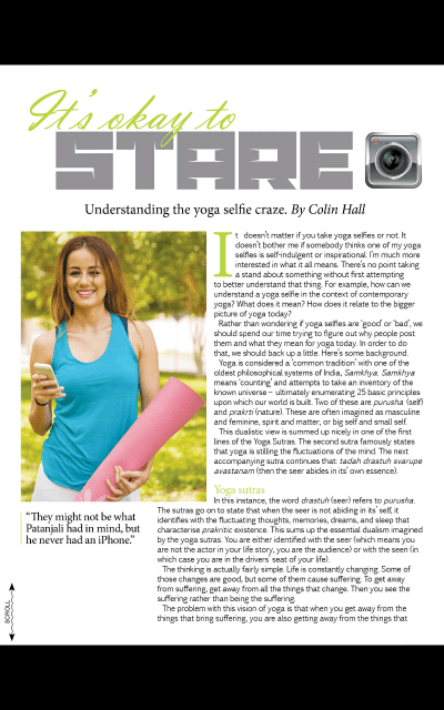 Yoga Selfies: Om Yoga Magazine January/February 2015 Yoga Selfies: Om Yoga Magazine January/February 2015